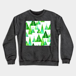 Green Watercolor Christmas Trees Crewneck Sweatshirt